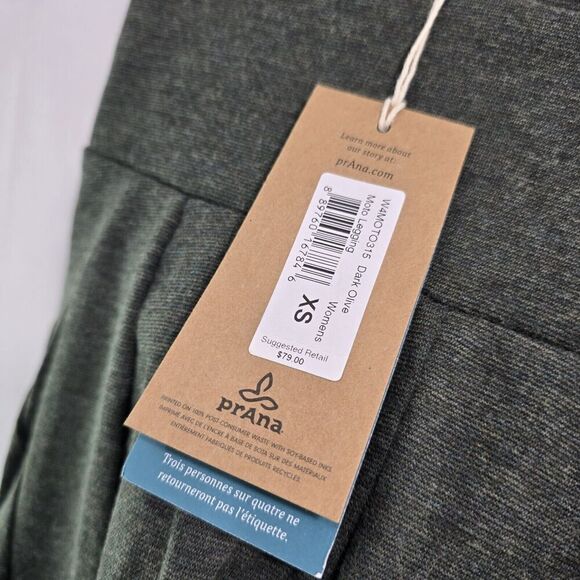 Prana Leggings Womens XS Green Moto Mid Rise Crop Short Length 7/8 - Picture 3 of 11